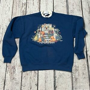 Vintage 90s Halloween Scarecrow Fall 1990s Crewneck Pullover Jumper Sweatshirt